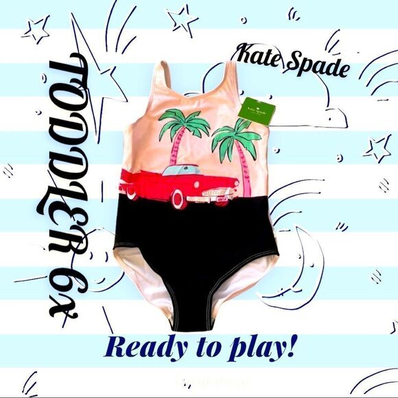 KATE SPADE NWT TODDLER 6X ROAD TRIP ONE PIECE BATHING SUIT SONATA PINK
